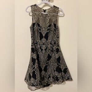 Marchesa Notte Black & Gold Crinoline Dress